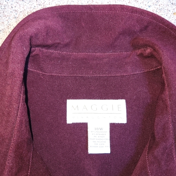 Maggie McNaughton Shirt Jacket Midweight Faux Suede Long Length Rich Plum Color - Picture 3 of 12
